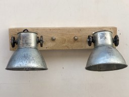Kinkiet Loftowy Podwójny Metal i Drewno 51cm | Styl Vintage