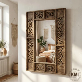 Orientalne Lustro Shanti Rzeźbione 60x90 cm | Meble z Drewna Mango