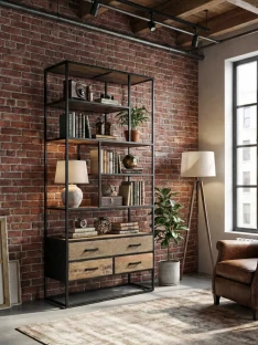 Biblioteczka industrialna OFF Road ze starego drewna | meble loftowe