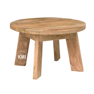 Rustykalny Stolik Kawowy Drewniany 70 cm | Meble Indyjskie Milford