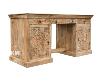 solidne biurko drewniane widok z boku meble orientalne do biura