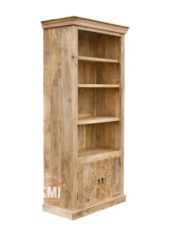 drewniana biblioteczka w orientalnym stylu