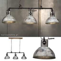 Potrójna Lampa Industrialna Nad Stół 125 cm | Metalowa Lampa Loftowa