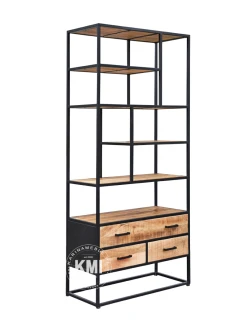 Industrialna biblioteczka Roma z drewna i metalu 90 cm | Meble loftowe