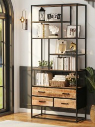 Industrialna biblioteczka Roma z drewna i metalu 90 cm | Meble loftowe