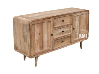 komoda drewniana boho z drewna mango naturalne meble indyjskie zaokrąglona