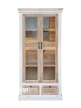 Witryna bielona w stylu Hampton 90 cm drewno mango przeszklona