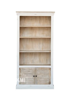 Biblioteczka drewniana bielona 100 cm | Meble Hampton z mango