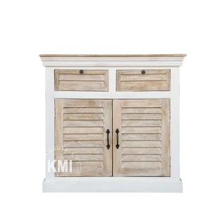Drewniana komoda Hampton 96 cm z szufladami | Meble bielone z mango