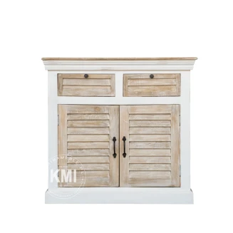 Drewniana komoda Hampton 96 cm z szufladami | Meble bielone z mango