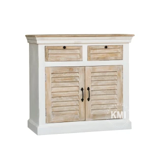 Drewniana komoda Hampton 96 cm z szufladami | Meble bielone z mango