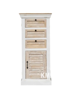 Wąska Komoda Słupek Hampton 115 cm | Żaluzjowe Meble Drewniane