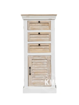 Wąska Komoda Słupek Hampton 115 cm | Żaluzjowe Meble Drewniane