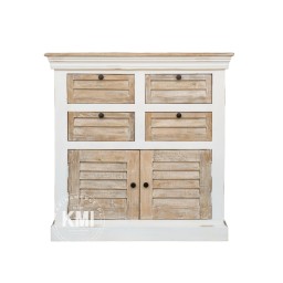 Drewniana komoda Hampton bielona 90 cm z szufladami | Meble Mango