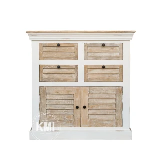 Drewniana komoda Hampton bielona 90 cm z szufladami | Meble Mango