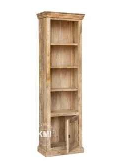 otwarta szafka w biblioteczce drewnianej lite drewno woskowane