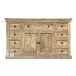rustykalna komoda z litego drewna mango 150cm wieloszufladowa styl farmhouse