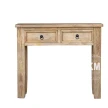 rustykalna konsola z litego drewna mango 90cm 2 szuflady styl farmhouse