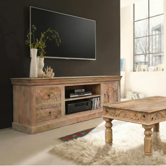 Orientalna szafka rtv Mandala 180 cm naturalna | meble indyjskie