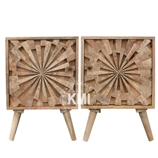 Komplet Szafek Nocnych Sunrise 40 cm | Meble Boho z Drewna Mango