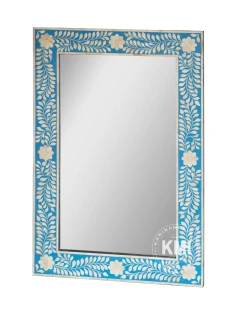 Lustro Indyjskie Masala 60x90 cm Niebieskie | Bone Inlay Rama