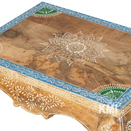 Drewniany Stolik Masala 50 cm Malowany Niebieski | Meble Indyjskie