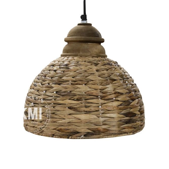 lampa wisząca z liści bananowca i drewna boho