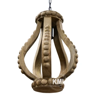 lampa wisząca z drewna postarzana shabby chic 43cm