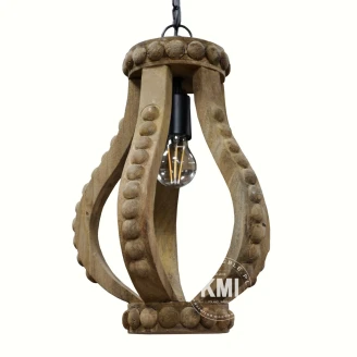 otwarta lampa drewniana z żarówką edisona