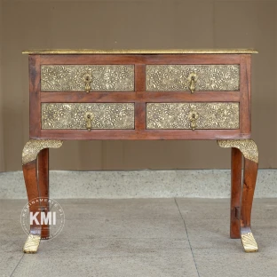 Konsola Indyjska Bindi 80 cm z Mosiądzem | Meble Orientalne