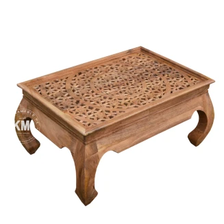 orientalny stolik opium rzeźbiony 60x90 jasny orzech meble indyjskie 