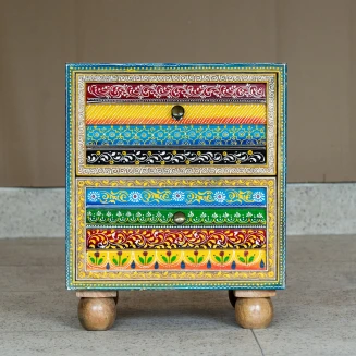 Szafka Nocna Masala 45 cm Ręcznie Malowana | Kolorowa Komoda Mango