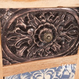 Komoda Indyjska Rzeźbiona 115 cm | Patchwork z Drewna Mango 9 Szuflad