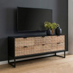 Szafka RTV Loftowa 150 cm | Komoda pod Telewizor Drewno Mango i Metal