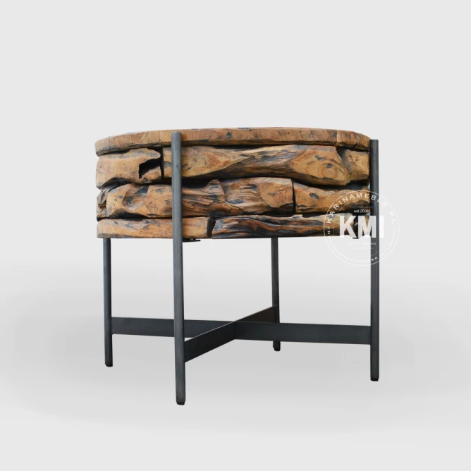okrągły stolik loftowy 60cm drewno i metal meble industrialne warehouse