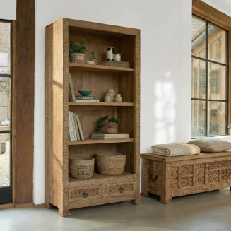 Orientalna Biblioteczka Shanti 180 cm | Rzeźbione Meble Indyjskie z Mango