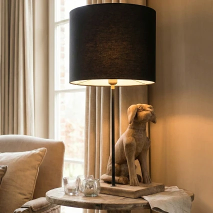 Lampa Drewniana Stojąca DOG | Rzeźbiona z Litego Drewna Mango