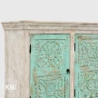 ręcznie rzeźbione fronty komody orientalnej turkusowe drewno mango shabby chic