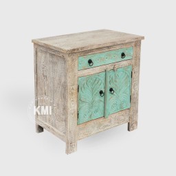 Komoda Rzeźbiona 75 cm z Drewna Mango Bielone | Meble Orientalne