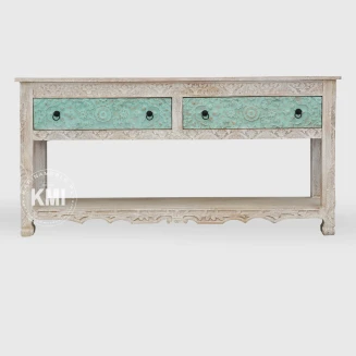 Meble Orientalne | Konsola Rzeźbiona 150 cm Drewno Mango 