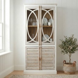 Meble Hampton | Witryna Żaluzjowa 90x190 cm Drewno Mango
