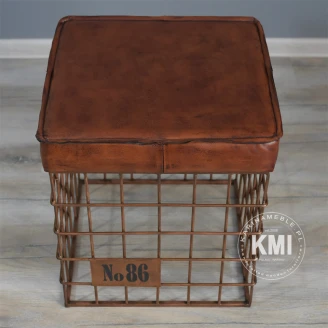 meble designerskie | industrialne pufa kwadratowa "Metal Basket"