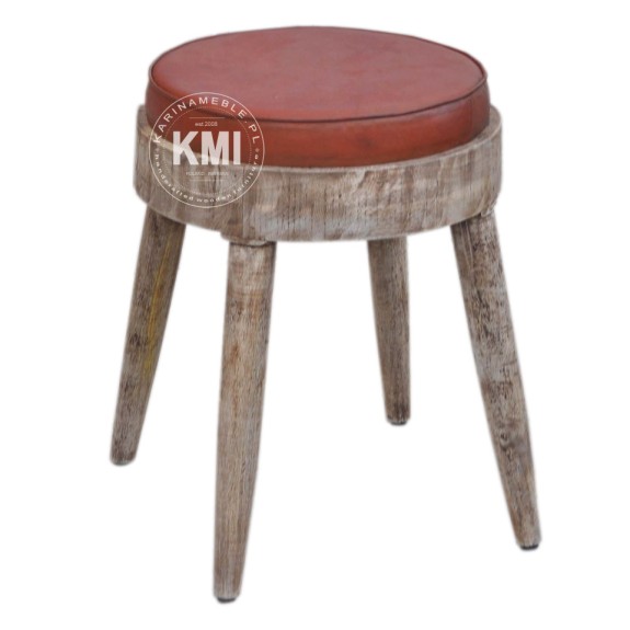 tapicerowany stołek bielony 