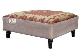 meble kolonialne | podnóżek pufa JAIPUR boho vintage
