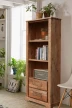 Rustykalna biblioteczka Frozen z litej akacji 180cm szuflady z pnia lakier wodoodporny