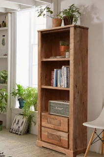 Rustykalna Biblioteczka Frozen 70 cm | Lite Drewno Akacja Premium