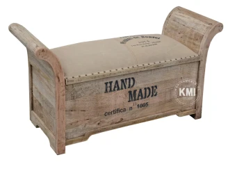 meble drewniane | tapicerowana ławka ze schowkiem i "Hand Made"