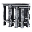 meble designerskie | trzy indyjskie stolikczki Black & White