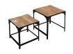 meble designerskie | komplet dwóch industrialnych stolików z drewna mango i metalu