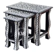 meble drewniane | trzy indyjskie stolikczki Black & White
